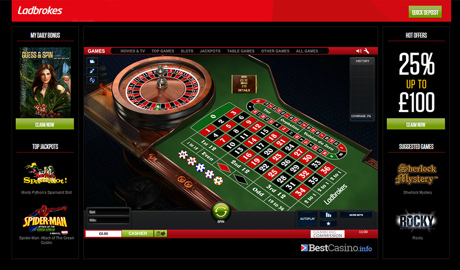 A game of Roulette Pro at Ladbrokes